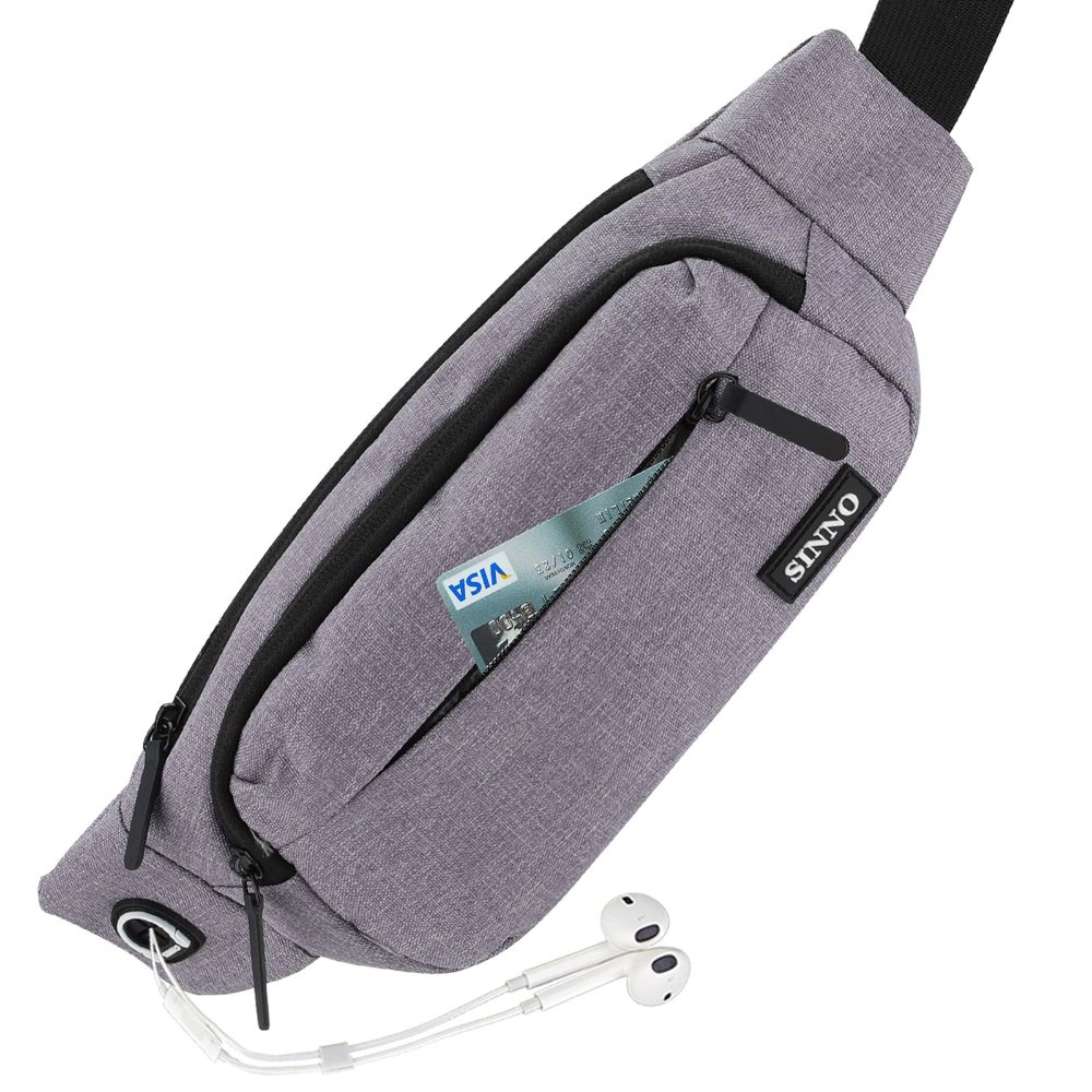 SINNO Large 4-Zip Crossbody Fanny Pack in Light Purple