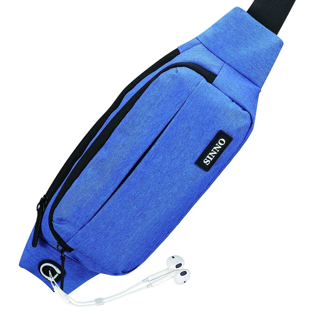 SINNO Large 4-Zip Crossbody Fanny Pack in Blue