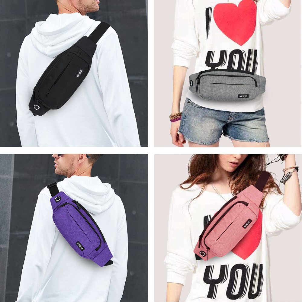 SINNO Large 4-Zip Crossbody Fanny Pack in Purple, view 2