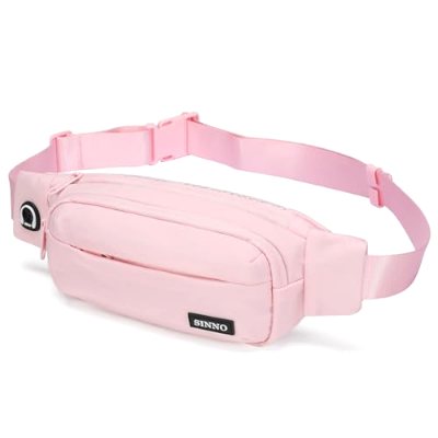 SINNO Large 4-Zip Crossbody Fanny Pack in Light Pink