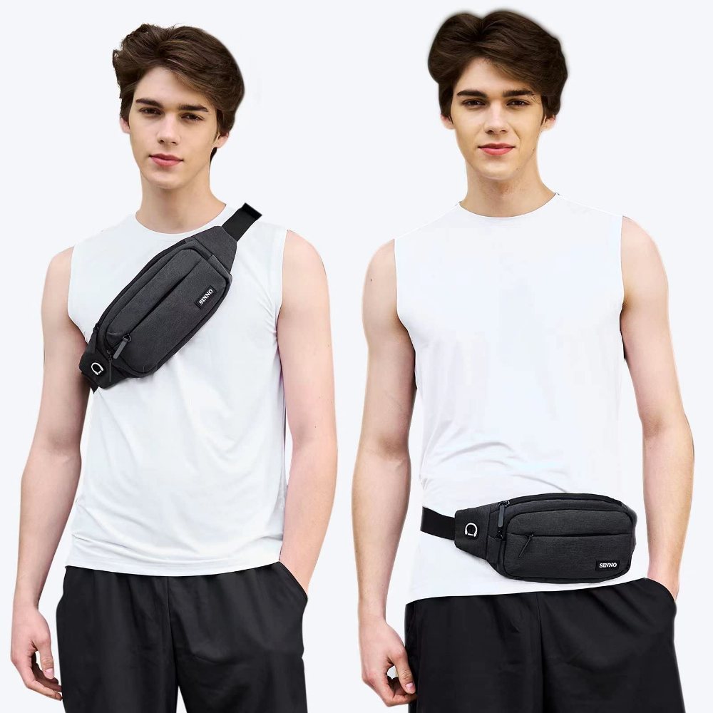 SINNO Large 4-Zip Crossbody Fanny Pack in Dark Gray, view 2