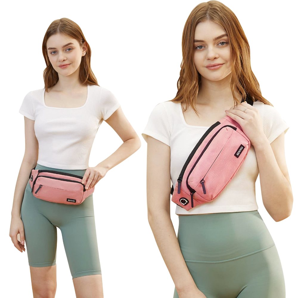 SINNO Large 4-Zip Crossbody Fanny Pack in Pink, view 2