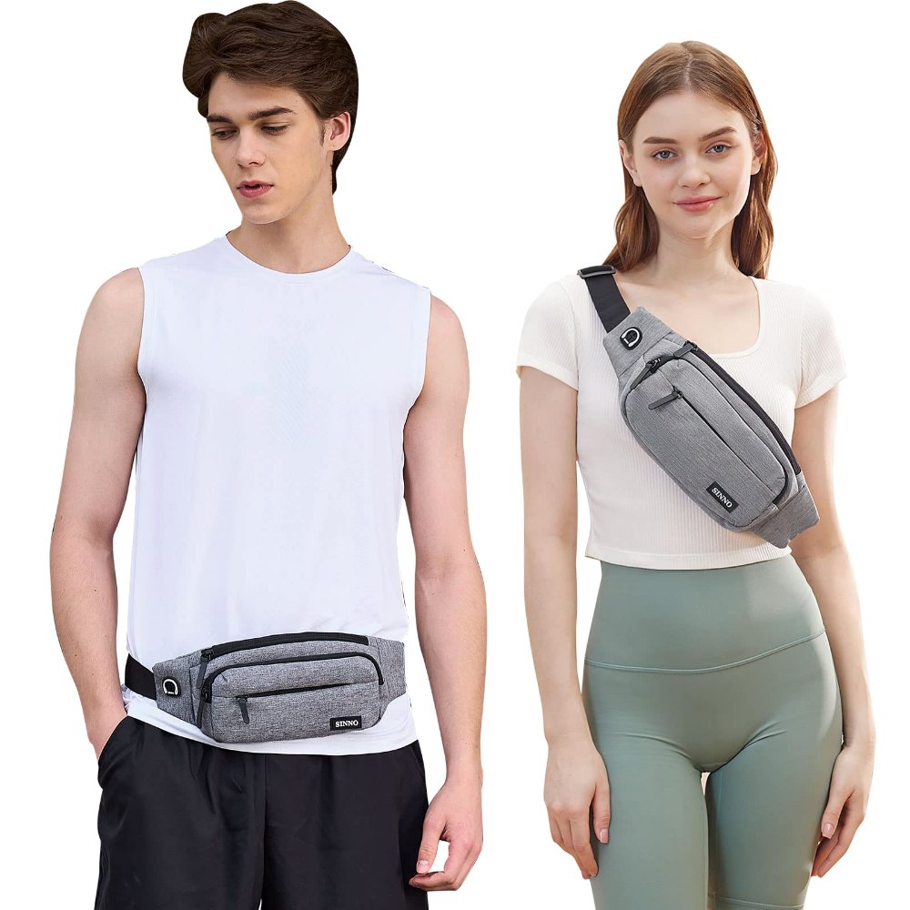 SINNO Large 4-Zip Crossbody Fanny Pack in Gray, view 2