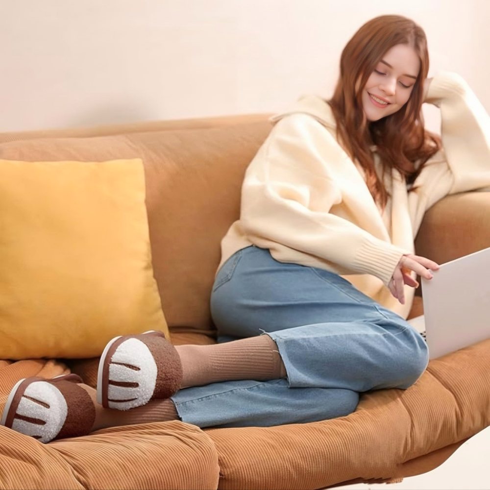 SINNO Cat Paw Plush Slipper in Coffee, view 2