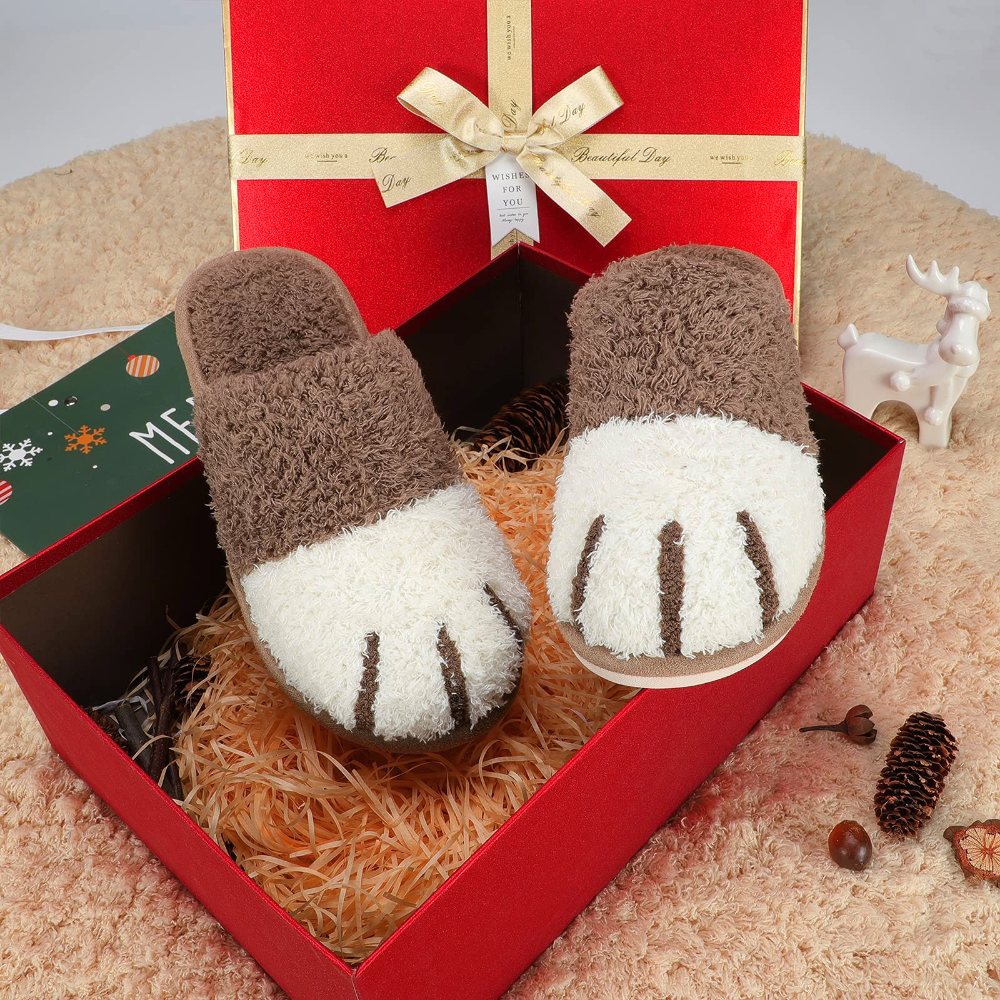 SINNO Cat Paw Plush Slipper in Coffee, view 3