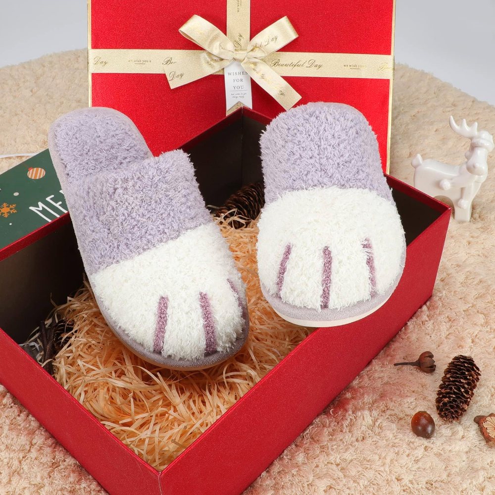 SINNO Cat Paw Plush Slipper in Purple, view 3