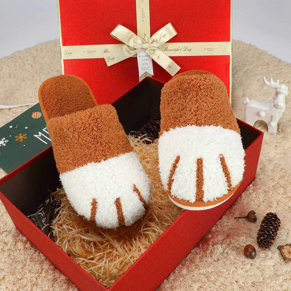 SINNO Cat Paw Plush Slipper in Caramel, view 3
