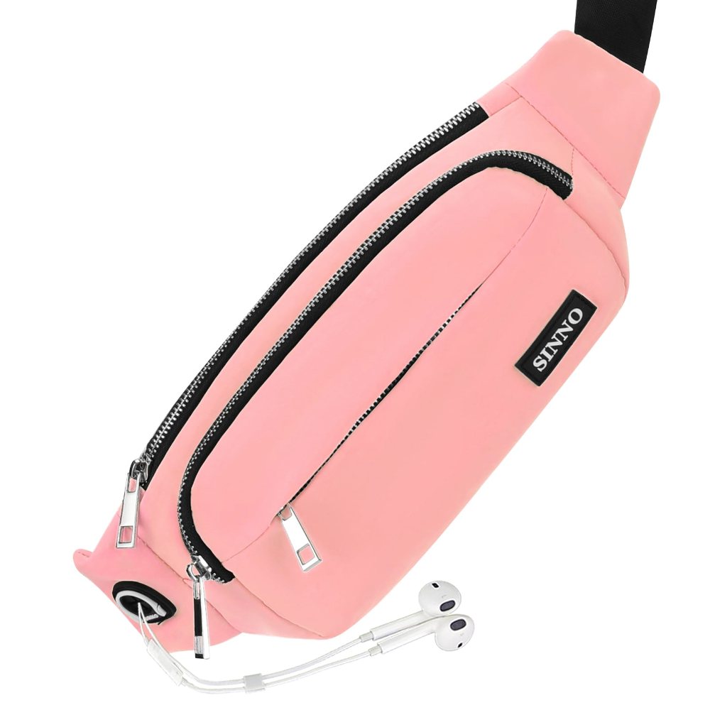 SINNO Slim 4-Zip Fanny Pack in Bright Pink